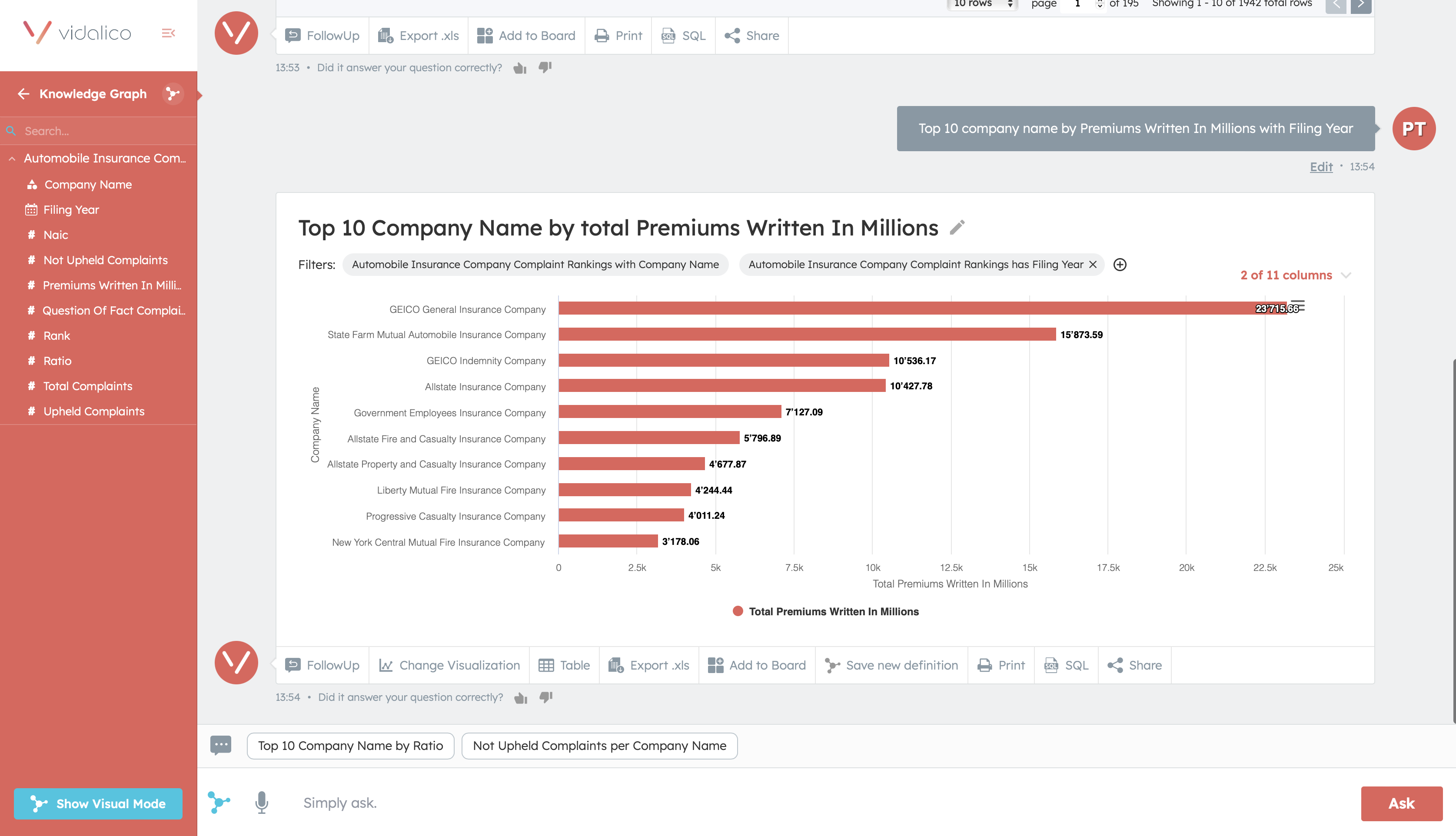 Chat with your Data - Data Insights for Insurance Companies